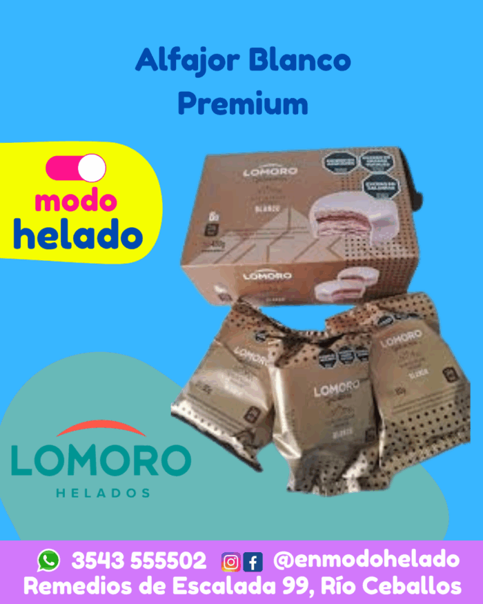 Alfajor Blanco Lomoro caja x 6 unidades