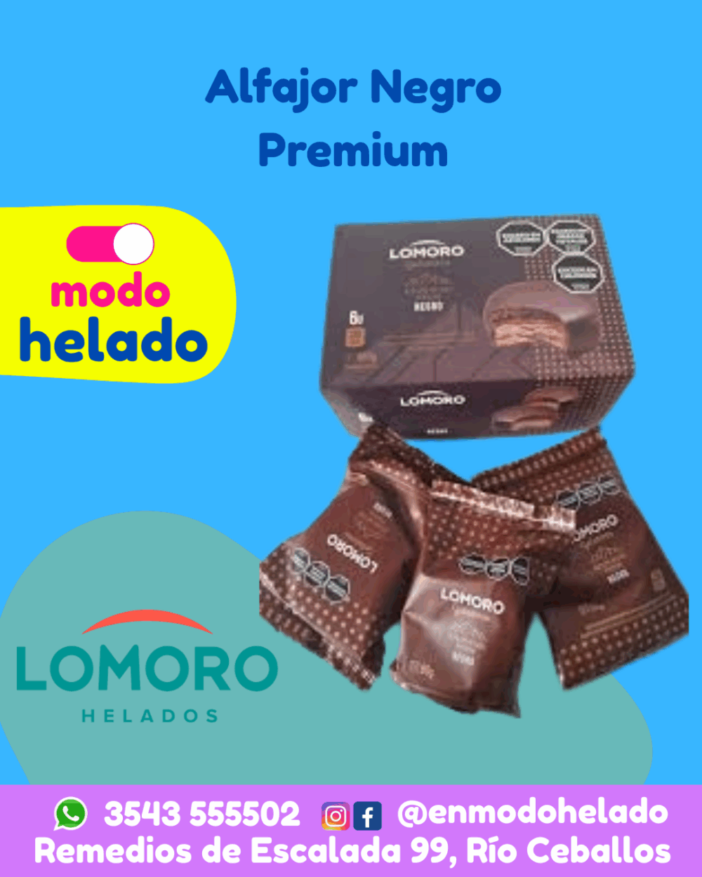 Alfajor Negro Lomoro caja x 6 unidades