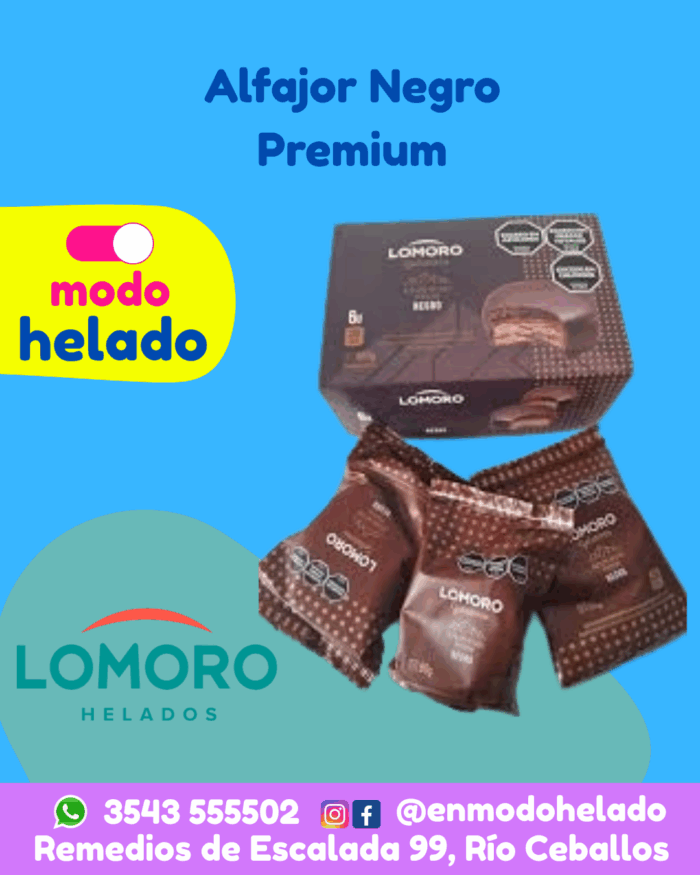 Alfajor Negro Lomoro caja x 6 unidades