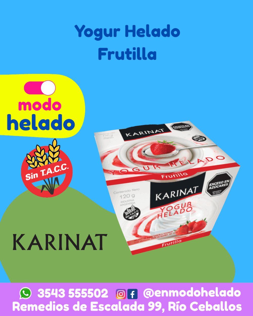 Yogur Helado Frutilla Sin TACC Karinat