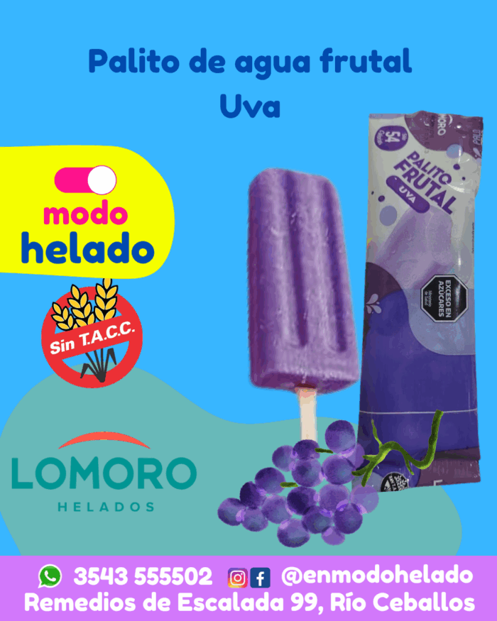 Palito agua Uva Sin TACC Lomoro caja x 20 Unidades