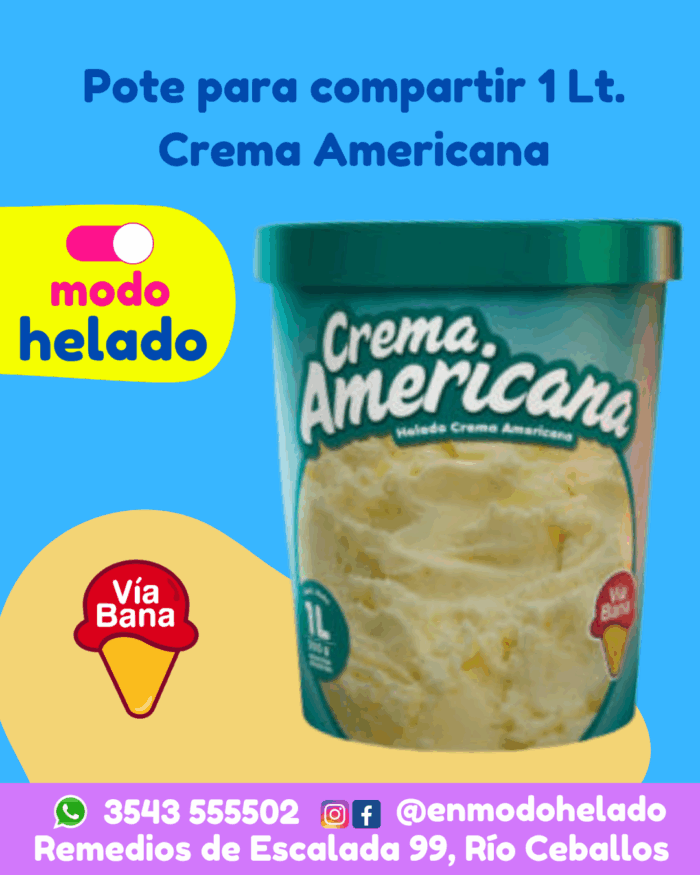Pote 1 litro crema americana Via Bana