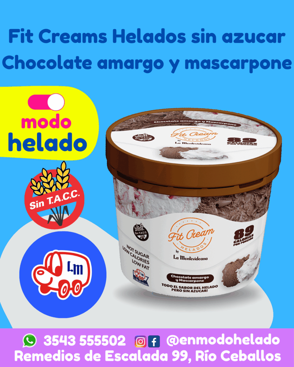 Fit Cream Helado Mascarpone y Chocolate Sin TACC