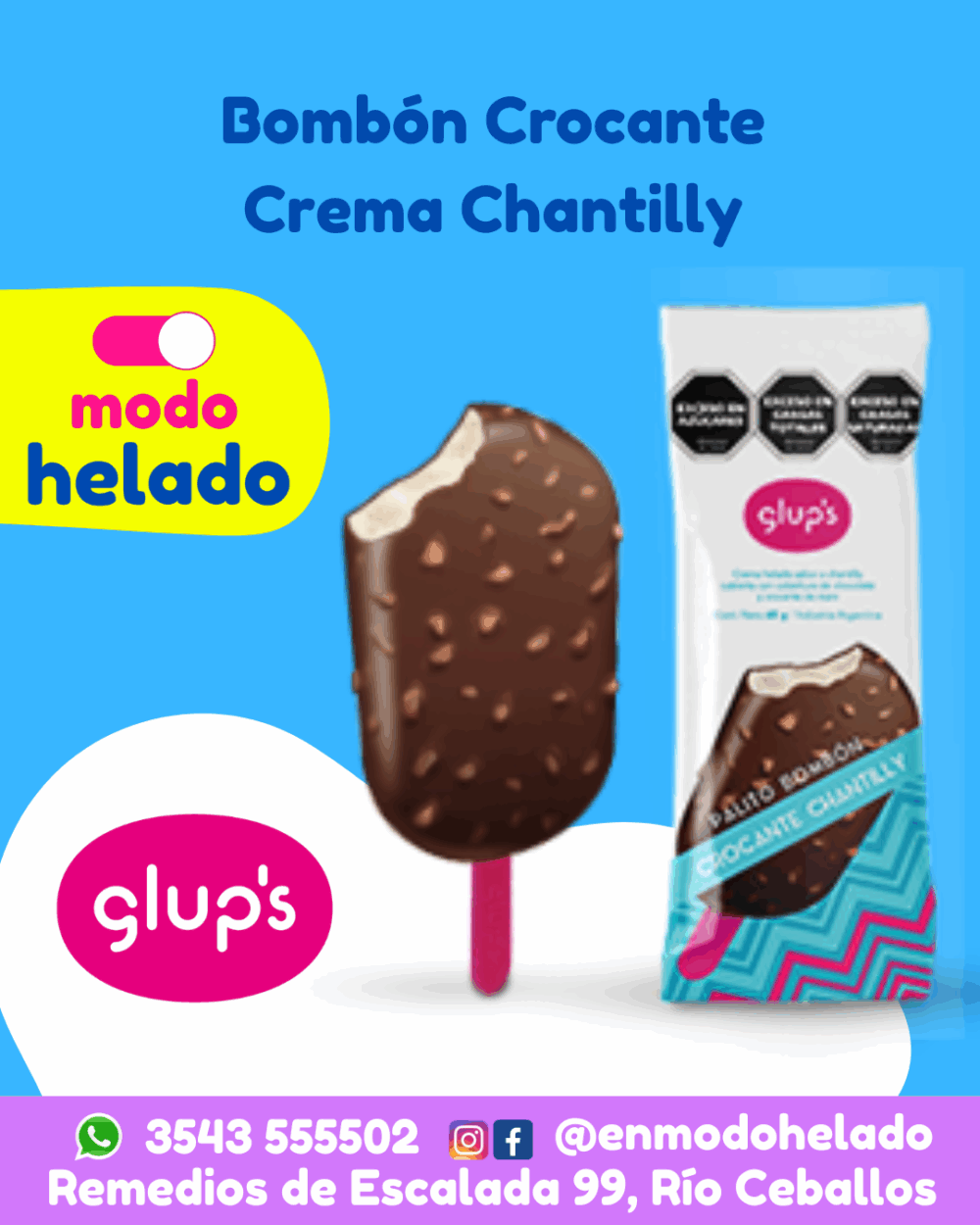 Palito Bombón crocante crema Chantilly Glups