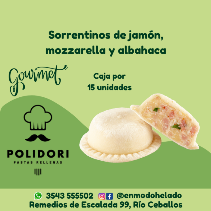 Sorrentinos Jamón, Mozzarella y albahaca Polidori