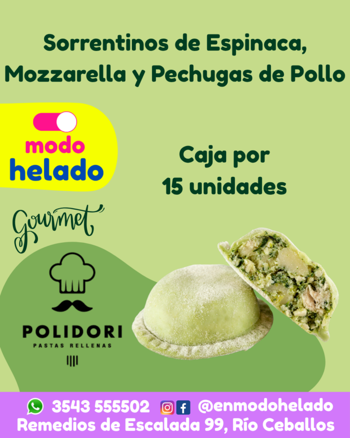 Sorrentinos espinaca, mozzarella y pechuga de pollo Polidori