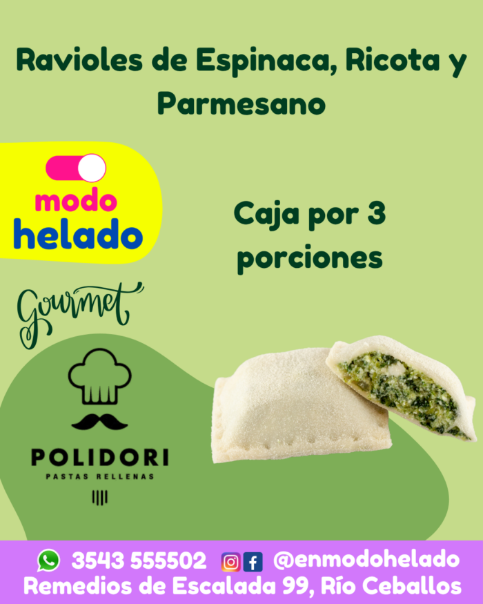 Ravioles espinaca, ricota y parmesano Polidori