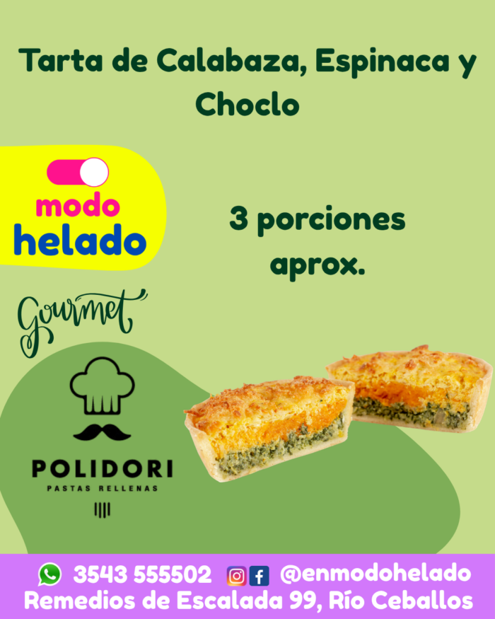 Tarta de calabaza, espinaca y choclo Polidori.