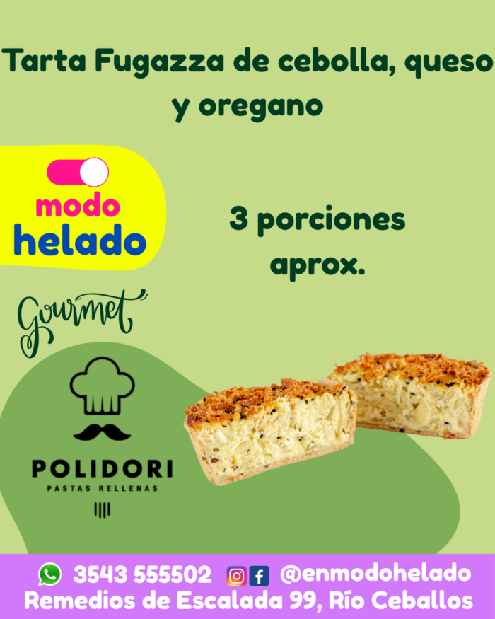Tarta fugazza de cebolla, queso y orégano Polidori.